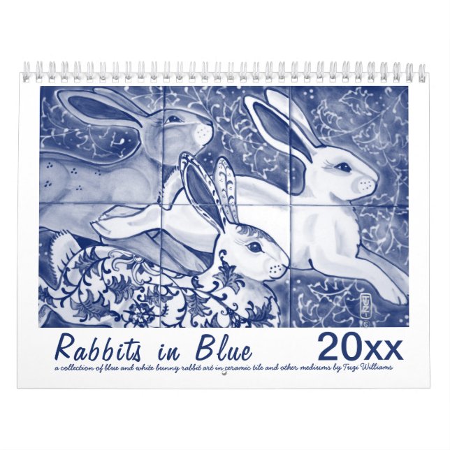 Kaninchen Blaues Hasen Bunny Tile Originelle Kunst Kalender (Titelbild)