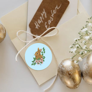 Kaninchen-Blume Runder Aufkleber