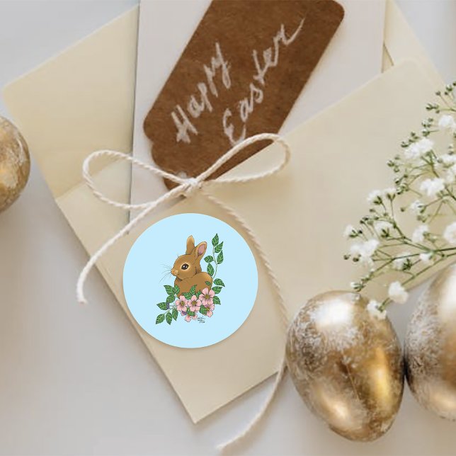 Kaninchen-Blume Runder Aufkleber (Von Creator hochgeladen)