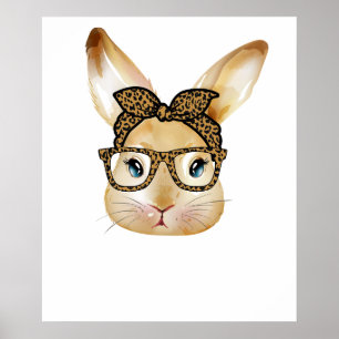 Kaninchen Bogen Glas Leopard, Retro, Vintage Poster