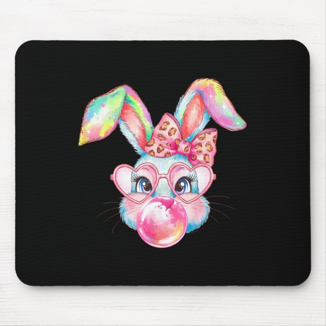 Kaninchen Bunny Blows Glücklicher Ostern Niedlich  Mousepad (Vorne)