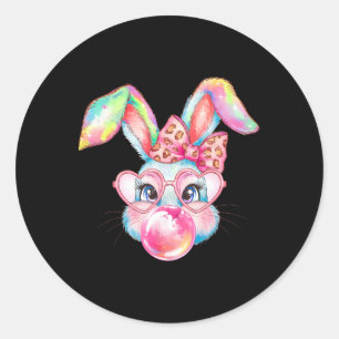 Kaninchen Bunny Blows Glücklicher Ostern Niedlich Runder Aufkleber