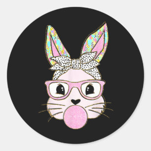 Kaninchen Bunny Blows Gum Ostertag Niedlich Runder Aufkleber