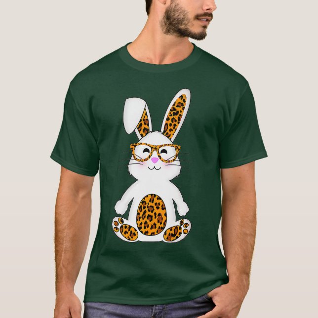 Kaninchen Bunny mit Sonnenbrille Leopard Niedlich  T-Shirt (Vorderseite)