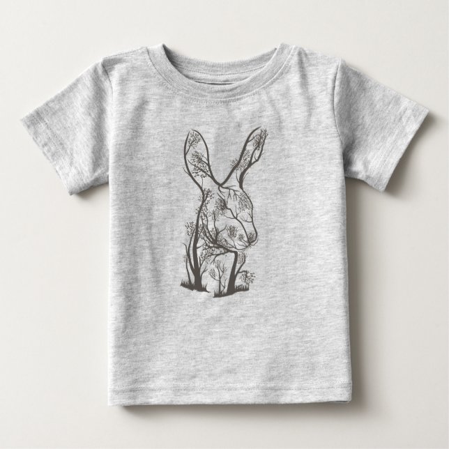 Kaninchen Bunny Tree Art Baby T-shirt (Vorderseite)