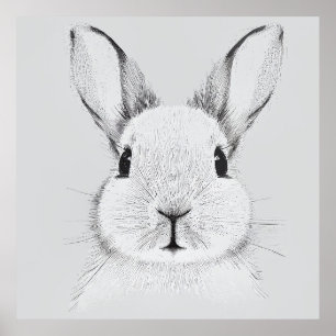 Kaninchen Bunny Wild Nature Animal Illustration Ar Poster
