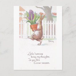 Kaninchen Carry Potted Lila Hyacinth Postkarte