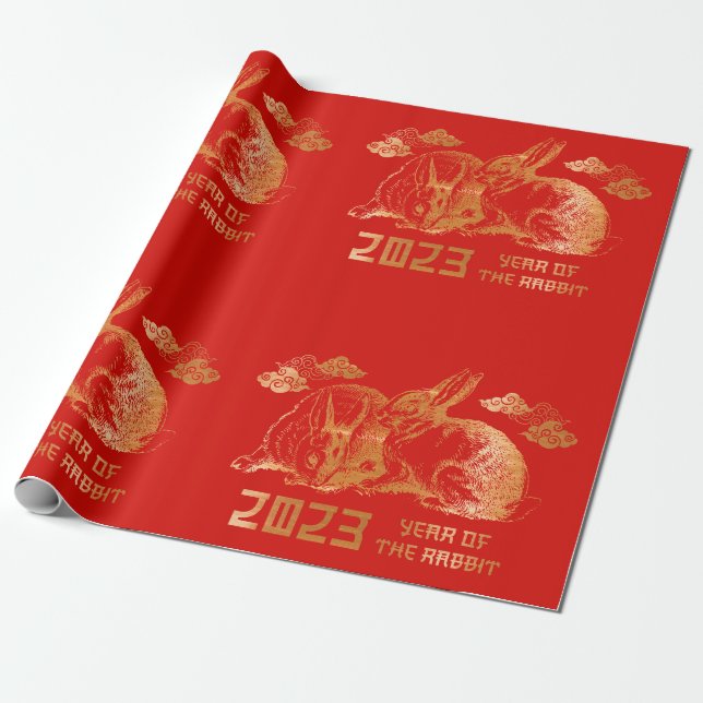 Kaninchen Chinesisch Zodiac Lunar Neujahr Geschenkpapier (Ungerollt)