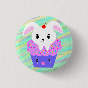 Kaninchen Cupcake Niedlich Kawaii Pastel Rainbow Button