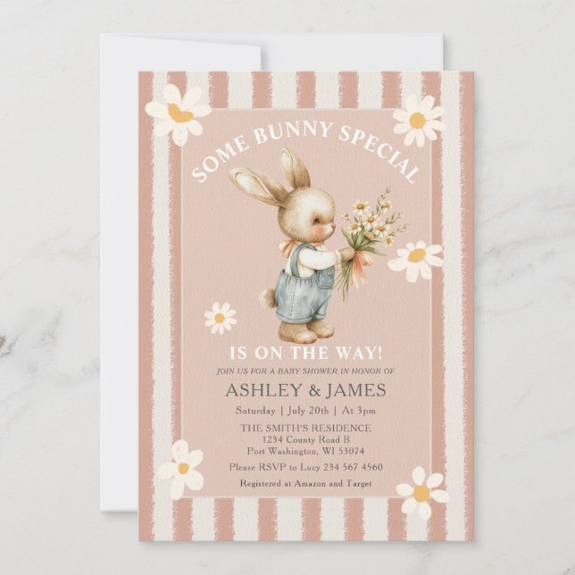 Kaninchen Daisy Blume Einige Sonne ist unterwegs Einladung (Vorderseite)