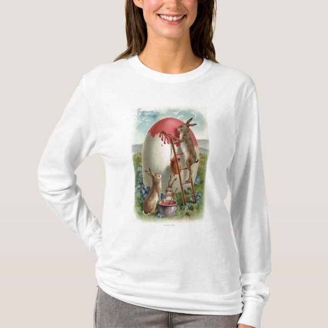 Kaninchen, die ein Ei malen T-Shirt (Vorderseite)