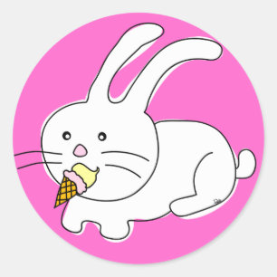 Kaninchen Eat Icecream Cone Sticker