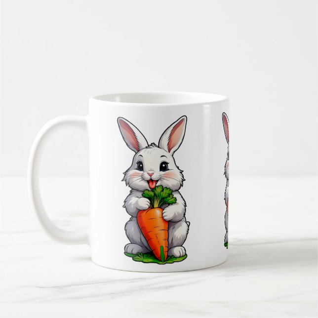 Kaninchen Eating Carrot Kaffeetasse (Links)