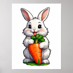 Kaninchen Eating Carrot Poster