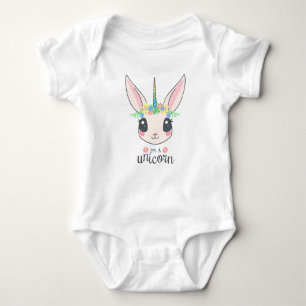 Kaninchen Einhorn mit Pony Face Baby Shirt