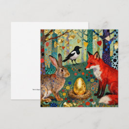 Kaninchen, Elster, Fuchs und "Das goldene Gänseei" Dankeskarte