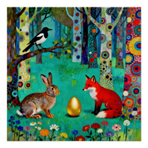 Kaninchen, Elster, Fuchs und „Der Teilungspfad“ Poster