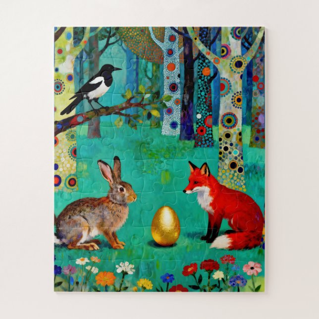 Kaninchen, Elster, Fuchs und „Der Teilungspfad“ Puzzle (Vertikal)