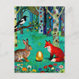 Kaninchen, Elster, Fuchs und „Der Weg des Teilens“ Postkarte