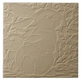 Kaninchen Embossed Design Tan Flora Bunny Osterfes Fliese