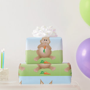 Kaninchen essen ein Karottenwackelpapier Geschenkpapier