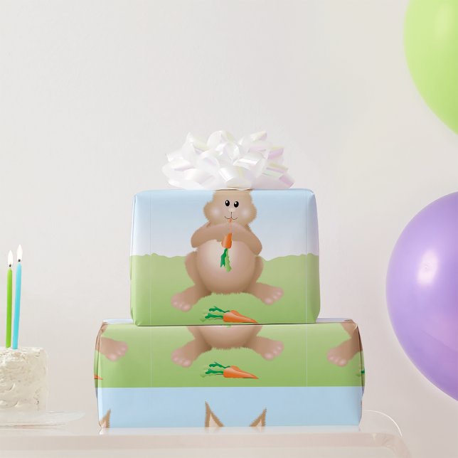 Kaninchen essen ein Karottenwackelpapier Geschenkpapier (Von Creator hochgeladen)