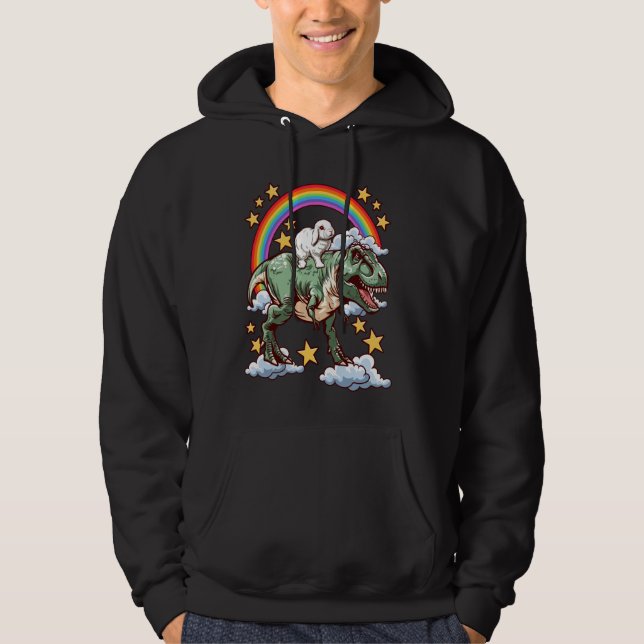Kaninchen fährt einen Dinosaurier Dino Hoodie (Vorderseite)