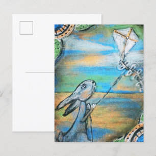 Kaninchen Fliegen Postkarte
