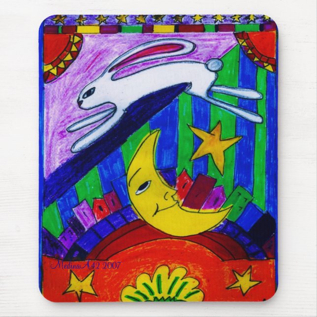 Kaninchen flog über den Mond, Mousepad (Vorne)