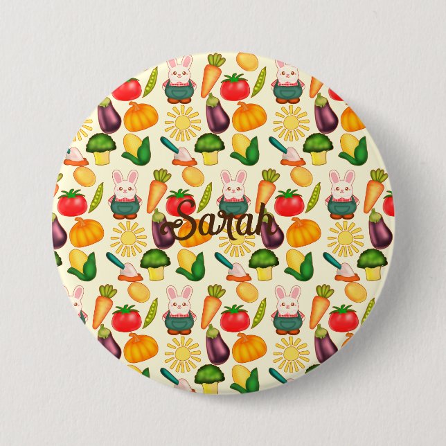 Kaninchen Gemüsesorten Bauer Button (Vorderseite)