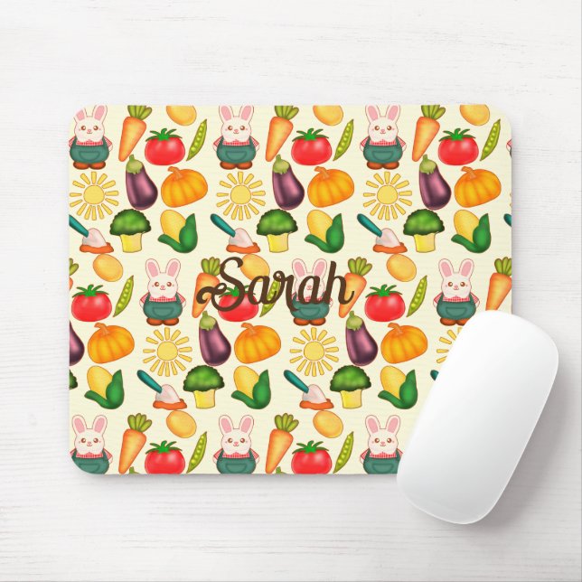 Kaninchen Gemüsesorten Bauer Mousepad (Mit Mouse)