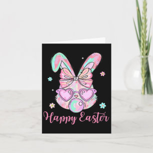 Kaninchen Gesicht Coquette Bogen Ostertag Bubblegu Karte