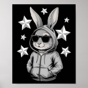 Kaninchen-Gesicht mit Sonnenbrille Hase Poster