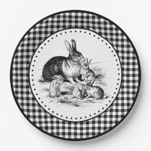 Kaninchen-Gingham Pappteller