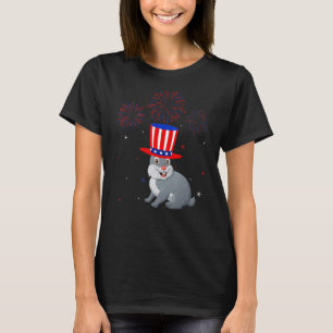 Kaninchen Grafisches Rotes Blaues Feuerwerk Dekora T-Shirt