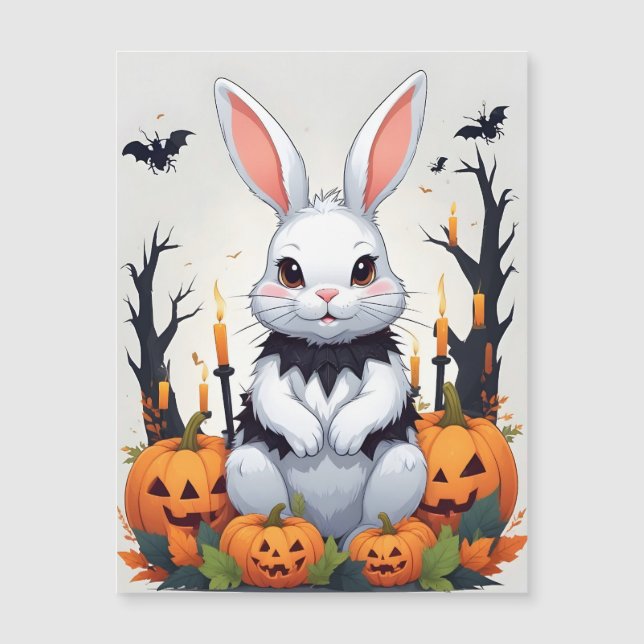 Kaninchen Halloween Niedlich Adorable Funny Animal Magnetkarte (Vorderseite)