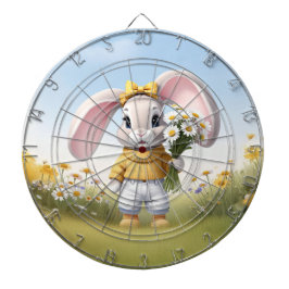 Kaninchen hält einen Strauß weißer Gänseblümchen Dartscheibe