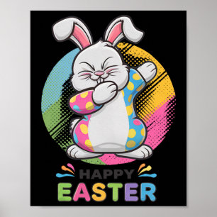 Kaninchen Happy Ostertag Bunny Eggs Dab Boy Poster
