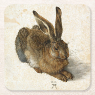 Kaninchen, Hare by Durer Vintag Nature Art von 150 Rechteckiger Pappuntersetzer