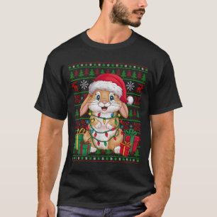 Kaninchen Häschen Weihnachtsbeleuchtung hässlicher T-Shirt