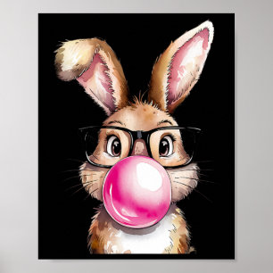 Kaninchen Hase Bläst Kaugummi Ostertag Rosa Wo Poster