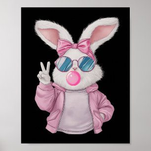 Kaninchen Hase bläst Kaugummi Ostertag Süße Gi Poster