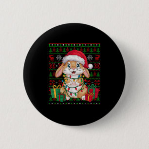 Kaninchen Hase Weihnachtsbeleuchtung hässlicher We Button