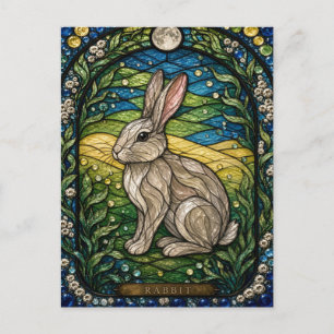 Kaninchen / Hasen Wiesenrand Illumina Bleiglas Postkarte