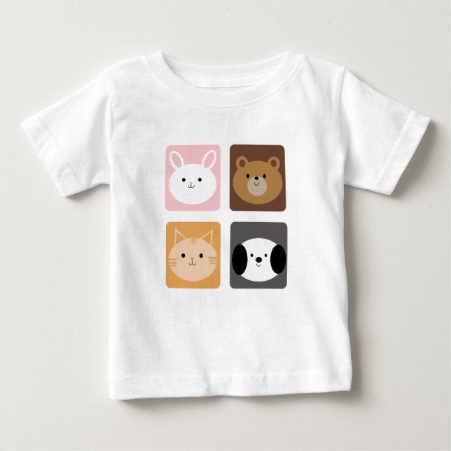 Kaninchen, Hunde, Katzen und Bären Baby T-shirt (Vorderseite)