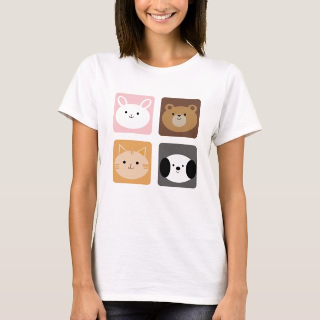 Kaninchen, Hunde, Katzen und Bären T-Shirt (Vorderseite)