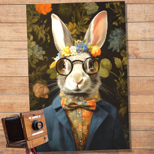 Kaninchen im Anzug mit Brille 1 Decoupage Paper Seidenpapier