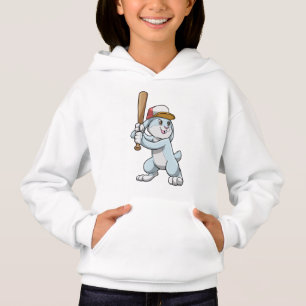 Kaninchen im Baseball mit Baseballschläger Hoodie