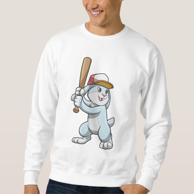 Kaninchen im Baseball mit Baseballschläger Sweatshirt (Vorderseite)