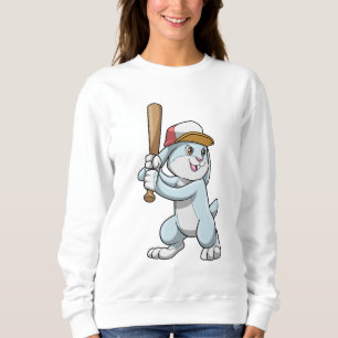 Kaninchen im Baseball mit Baseballschläger Sweatshirt